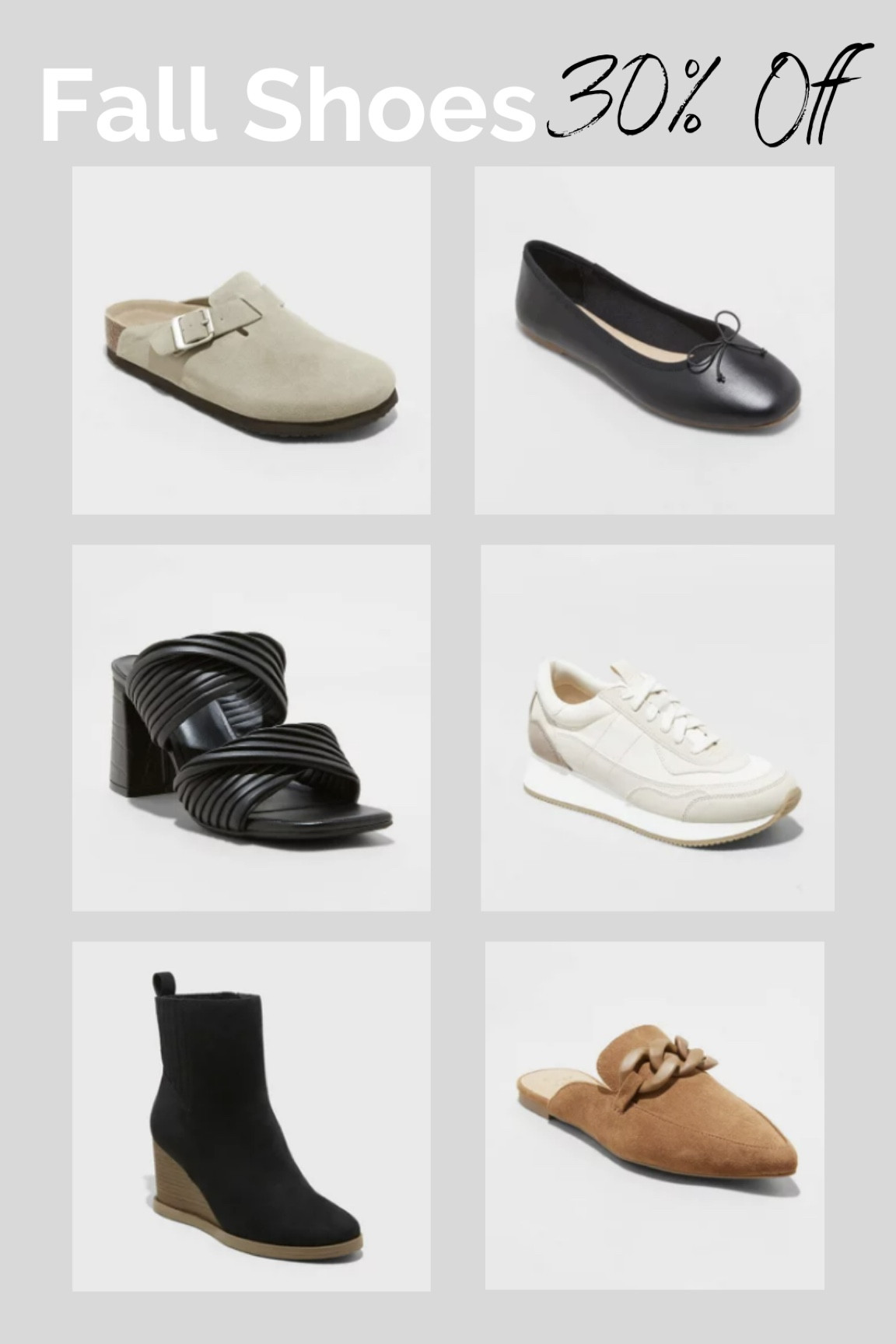 Target Circle Deals • 30% Off Womens Shoes
•
•
Women’s boots, women’s sneakers, ballet flats, fall shoes, fall boots, clogs, mules, loafers, wedge boots