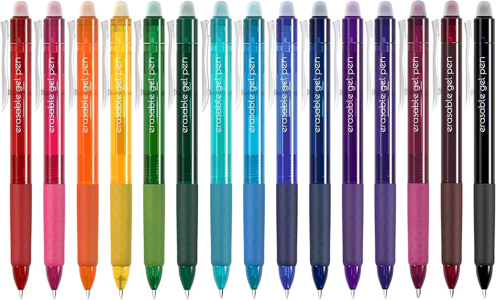 Vanstek 15 Colors Retractable Erasable Gel Pens Clicker, Fine Point(0.7), Make Mistakes Disappear... | Amazon (US)