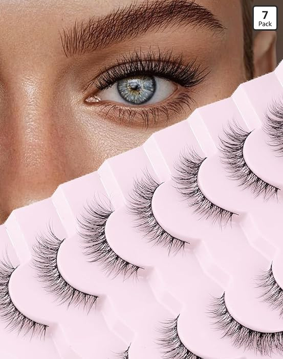 Natural Lashes Wispy Lashes Natural Look False Eyelashes Soft Fluffy Fake Eyelashes 7 Pairs D1 Na... | Amazon (US)