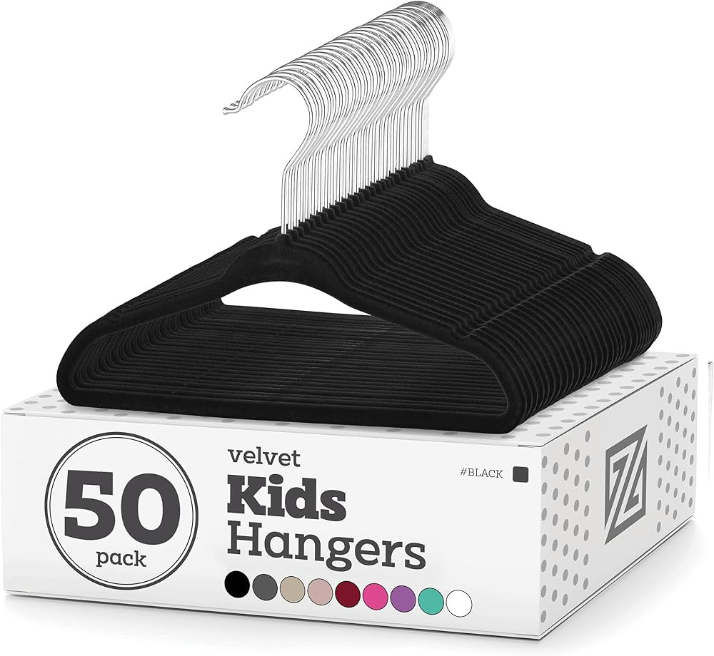 Zober Velvet Kids Hangers for Closet - Pack of 50 Non Slip Childrens Hangers for Shirts, Pants & ... | Amazon (US)