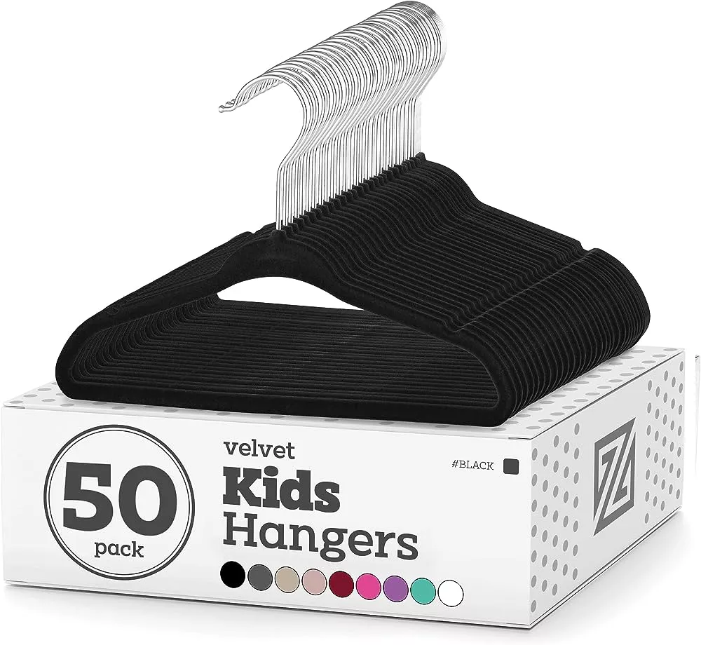 Smartor Kids Velvet Hangers 50 Pack, 14'' Inch Premium Non Slip