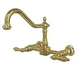 Kingston Brass KS1242AL Heritage Bridge Kitchen Faucet, 8-1/2", Polished Brass | Amazon (US)