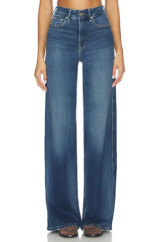 Good American Soft Tech Good Skate Wide Leg Jeans in Indigo891 from Revolve.com | Revolve Clothing (Global)