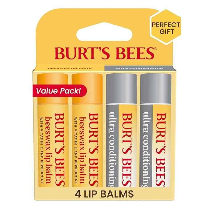Burt's Bees Lip Balm Beeswax and Ultra Conditioning Lip Balm Pack, Hydrating Lip Moisturizer with... | Amazon (US)
