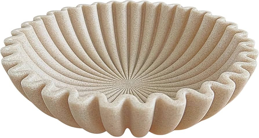 OAKOA Beige Resin Large Decorative Bowls for Home Decor - Decorative Bowl for Keys Entryway Table... | Amazon (US)