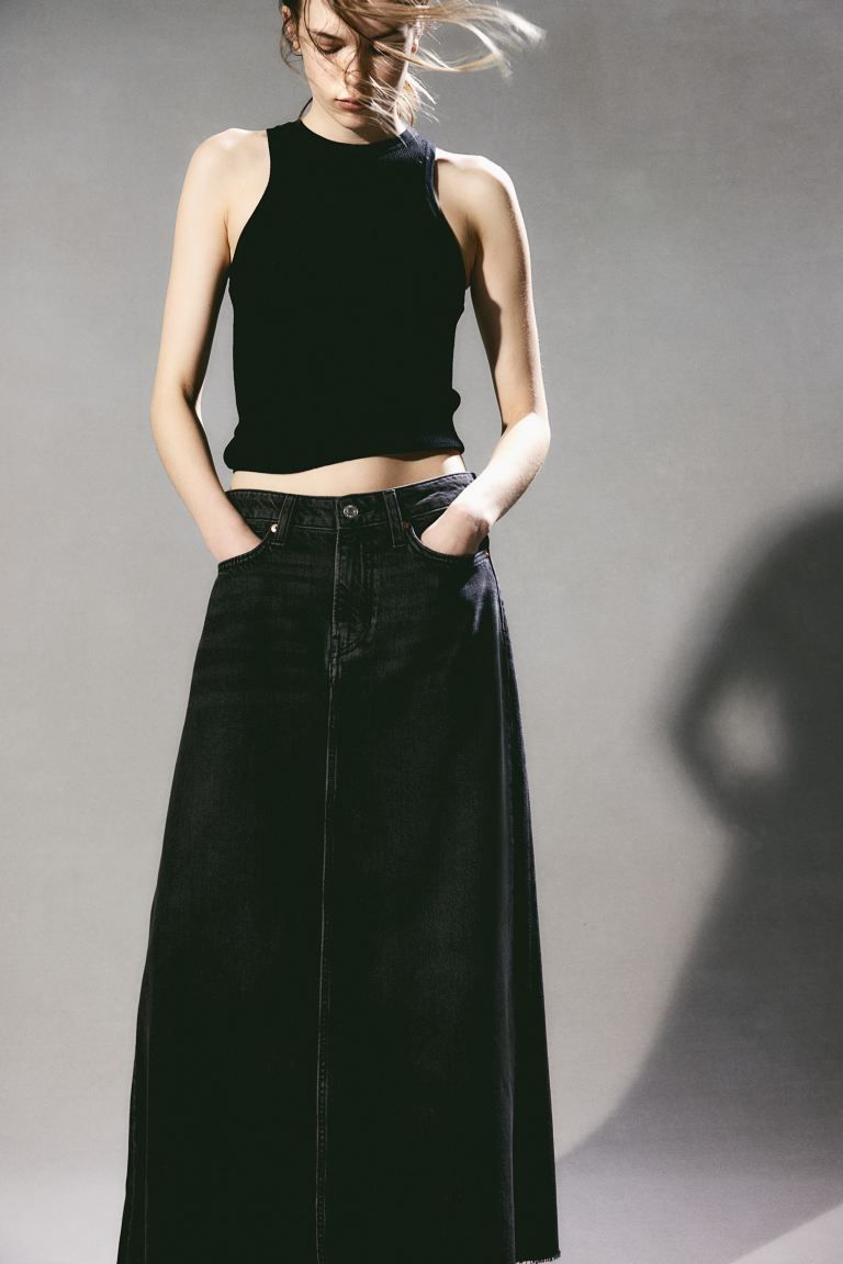 Feather Soft Denim Skirt - Black - Ladies | H&M US | H&M (US + CA)