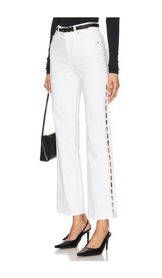 Amelia High Rise Pearl Embellished Denim in Ivory | Revolve Clothing (Global)
