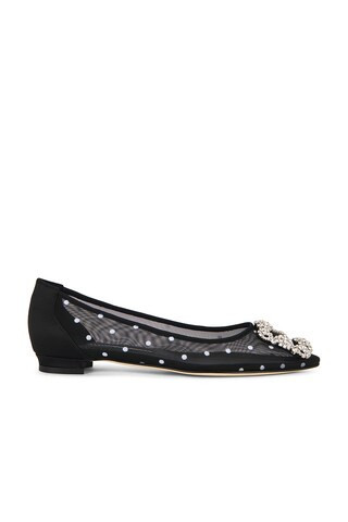 Manolo Blahnik Hangisi Flat in Black | FWRD 