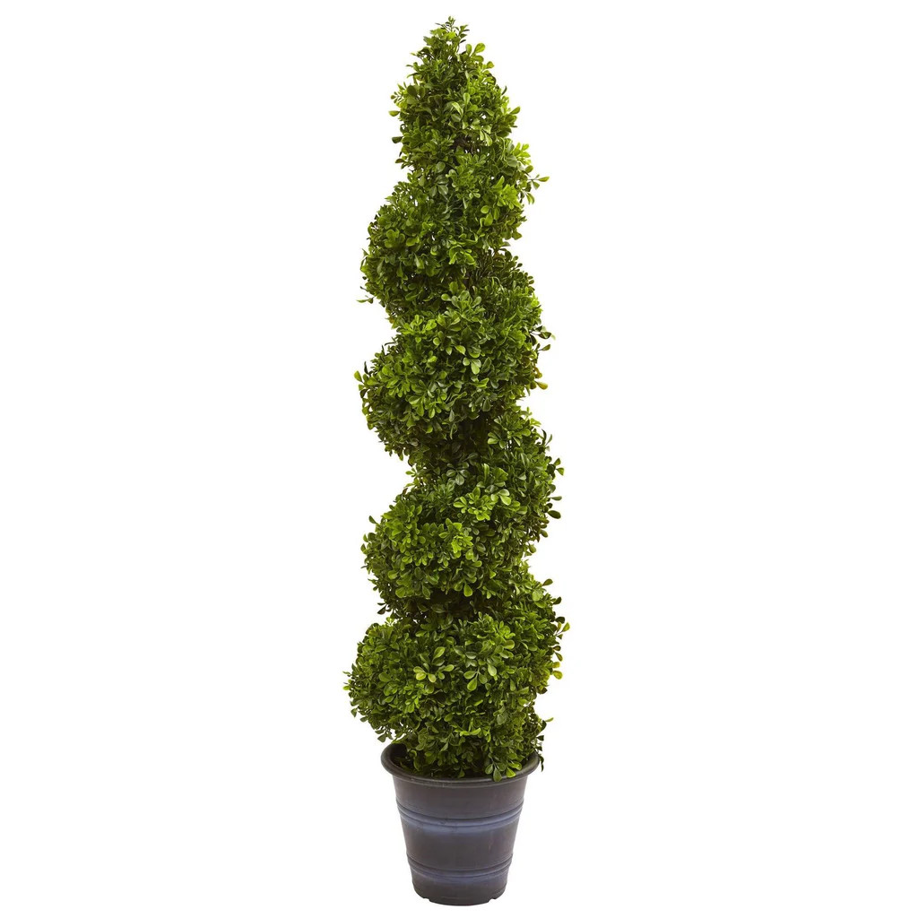 Boxwood Spiral Topiary with Planter (Indoor/Outdoor) | Nearly Natural