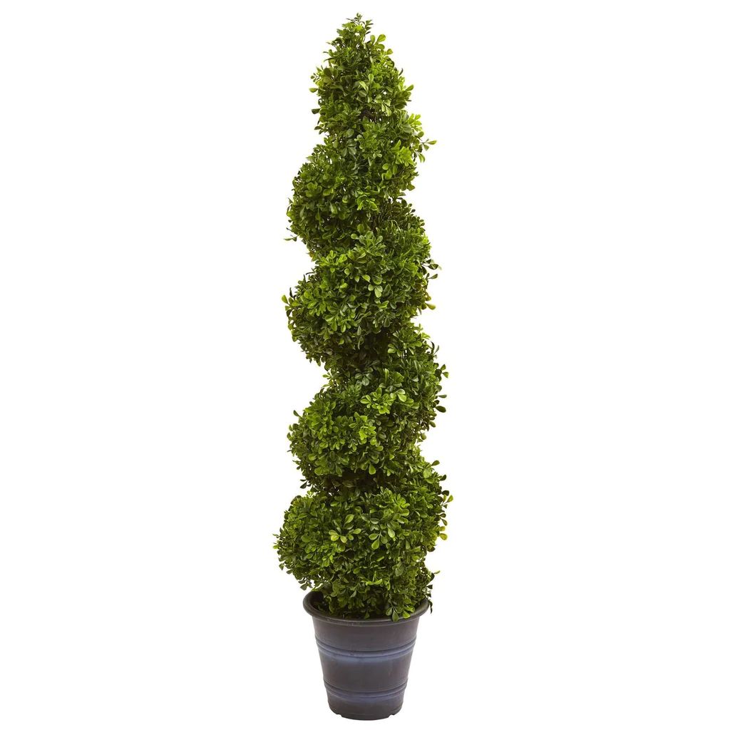 Boxwood Spiral Topiary with Planter (Indoor/Outdoor) | Nearly Natural