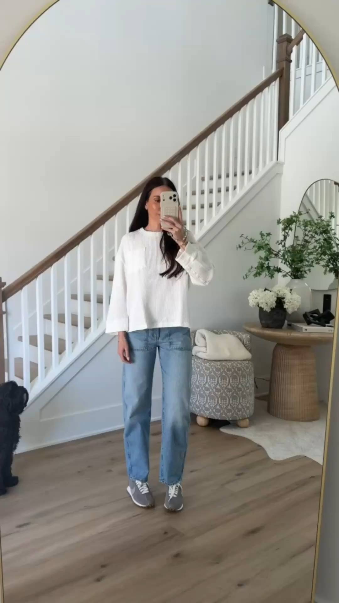 Madewell balloon jeans and Nike snakers are on sale, 25% off. 

 #LTKSaleAlert