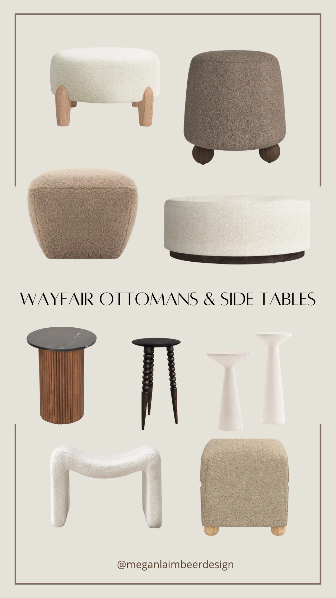 Wayfair ottomans and side tables 

#LTKhome #LTKsalealert