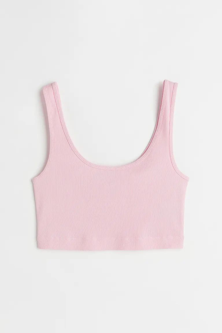 Crop top in ribbed stretch cotton with shoulder straps. | H&M (US + CA)