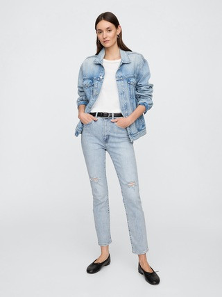 High Rise Destructed Vintage Slim Jeans | Gap Factory