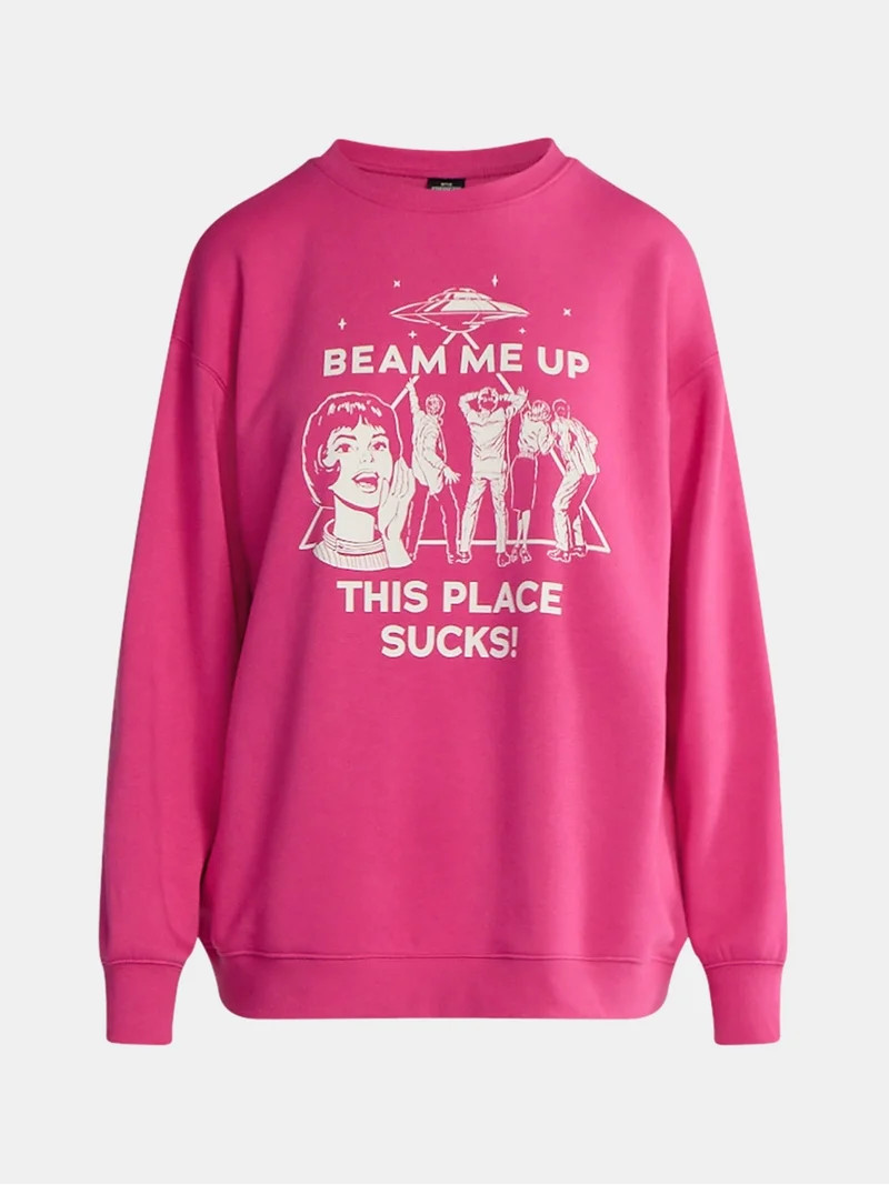 Netflix Stranger Things Oversized Fleece Sweatshirt from No Boundaries, Women’s Plus | Walmart (US)