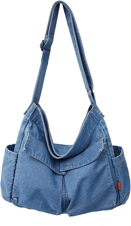 Denim Shoulder Bag Canvas Messenger Bag for Women Men Tote Bag Casual Retro Aesthetic Crossbody B... | Amazon (US)