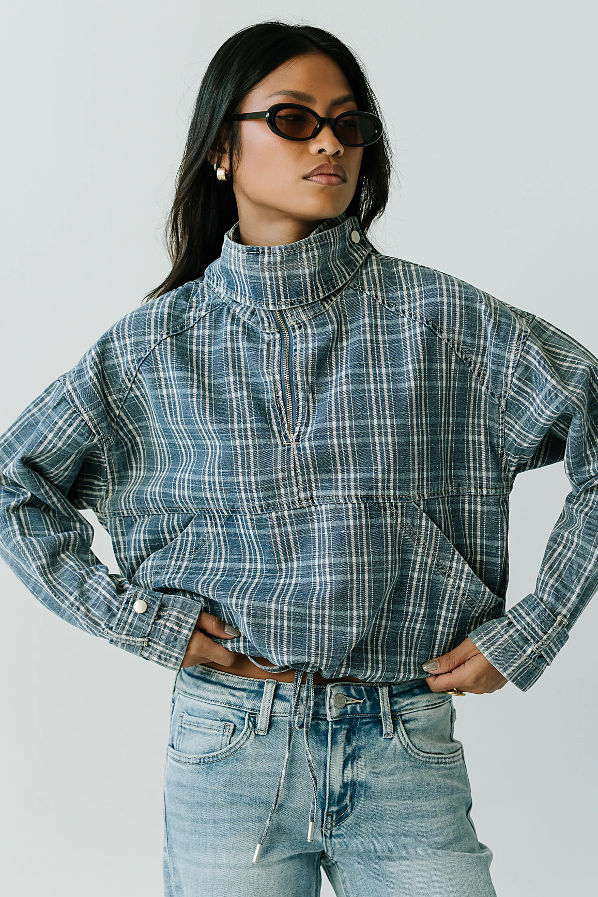 Regina Denim Jacket in Plaid Denim | Böhme US
