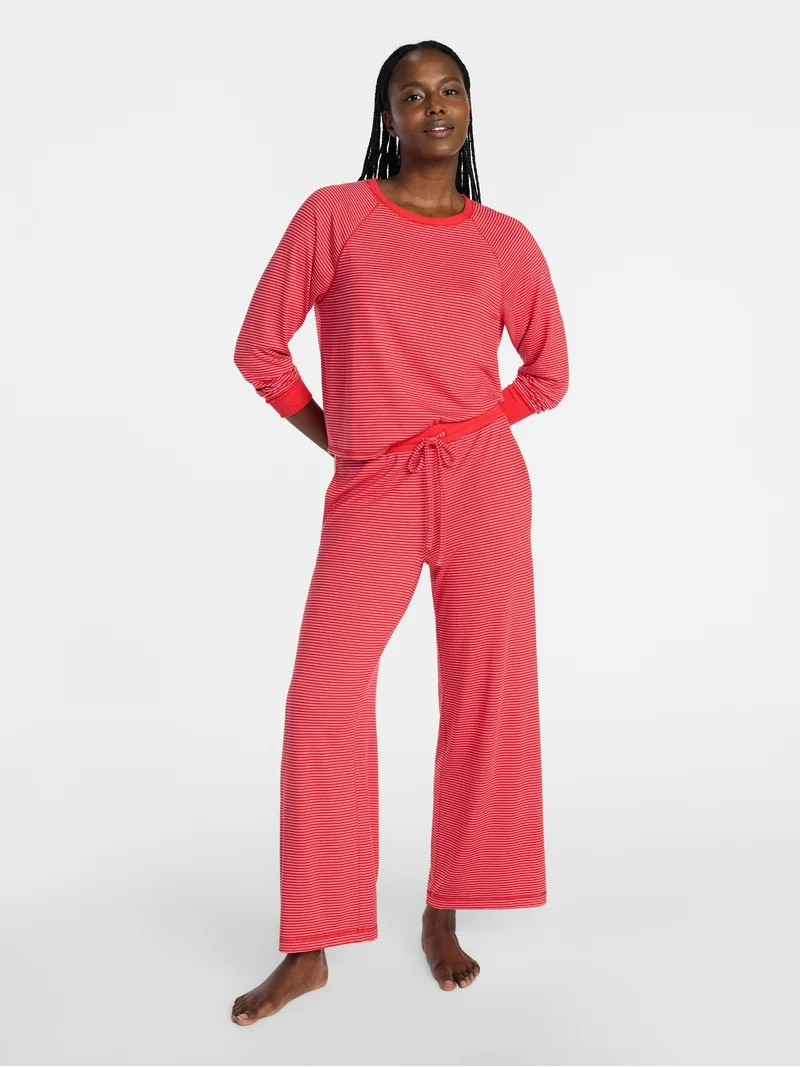 Joyspun Women's Cozy Lounge Collection Hacci Knit Long Sleeve Sleep Top, Sizes XS-3X | Walmart (US)