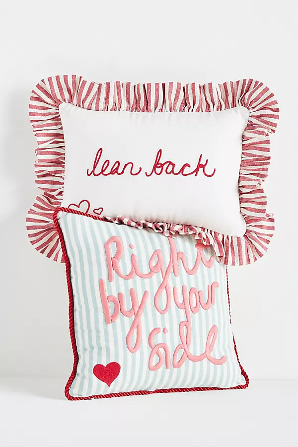 L & Clay Cotton Embroidered Text Pillow | Anthropologie (US)