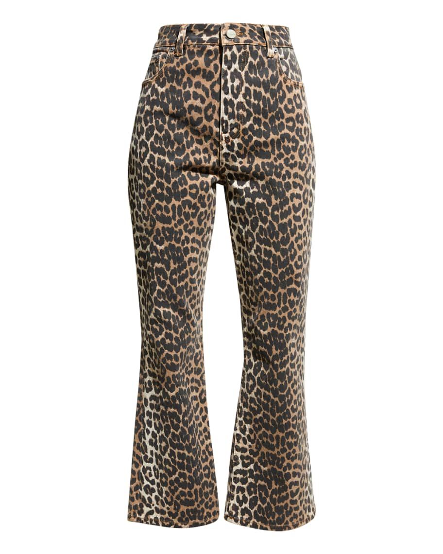 Betzy Leopard Cropped Bootcut Jeans | Neiman Marcus