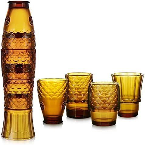 MDLUU Fish Design Tumbler Glasses, Stackable Drinking Glasses, Colored Glass Beverage Cups, Nauti... | Amazon (US)