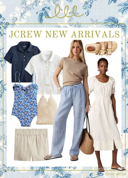JCrew new arrivals - classic style 40+ - white navy polo - linen dress - linen shorts - linen pants 

#LTKStyleTip #LTKOver40