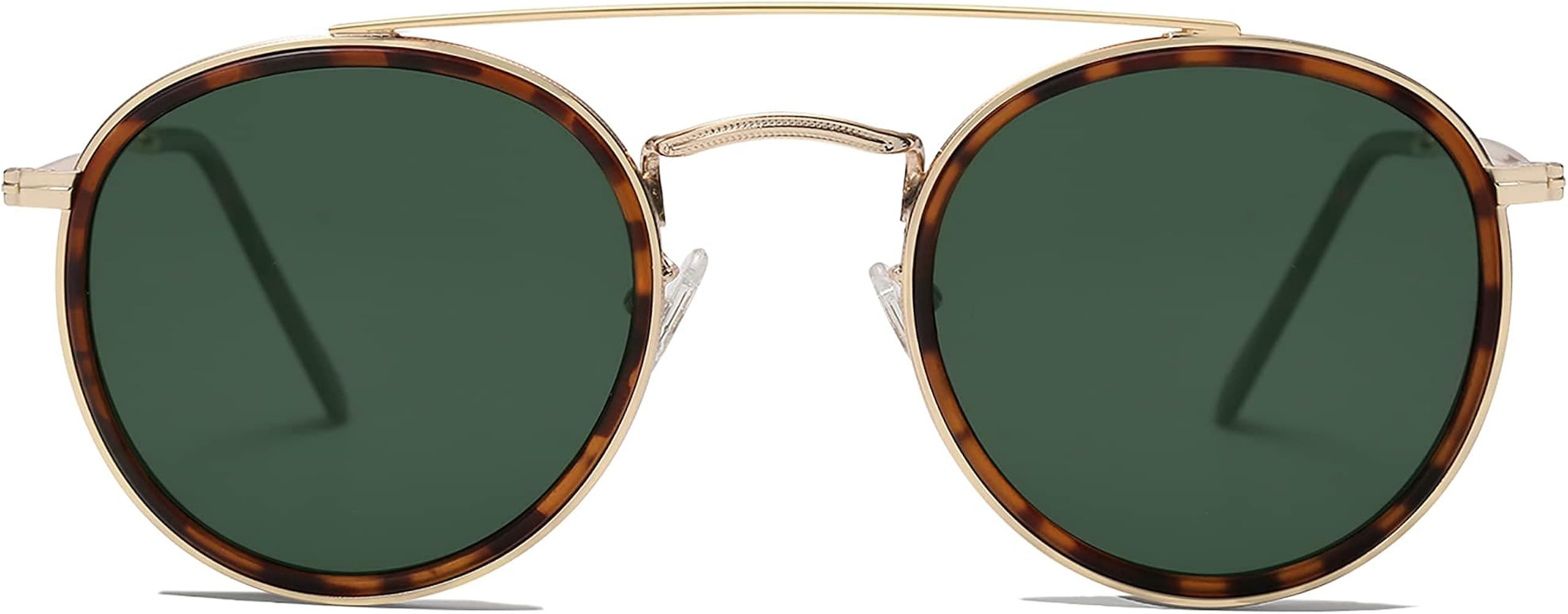 Amazon.com: SOJOS Small Retro Round Polarized Sunglasses UV400 Double Bridge Sunnies SUNSET SJ110... | Amazon (US)