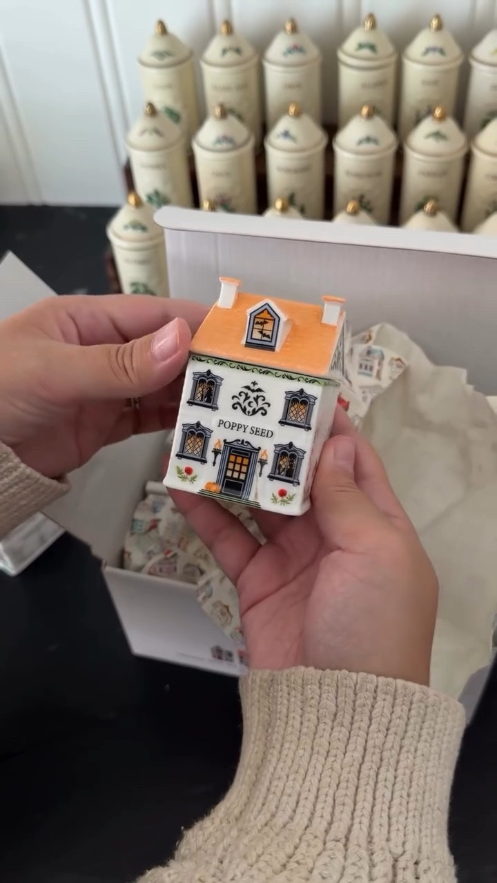 Unbox my birthday gift with me! I asked Brad for the Lenox Halloween Spice Village for my birthday this year and he delivered 🤎 If you know me, you know my love for my vintage Lenox spice jars so I had to add these to my collection! They are so darling!  Lenox spice village, Lenox Halloween village, Virgo season, Halloween decor, kitchen finds.  #lenox #lenoxspicevillage #halloweendecorations #kitchendecor #virgoseason