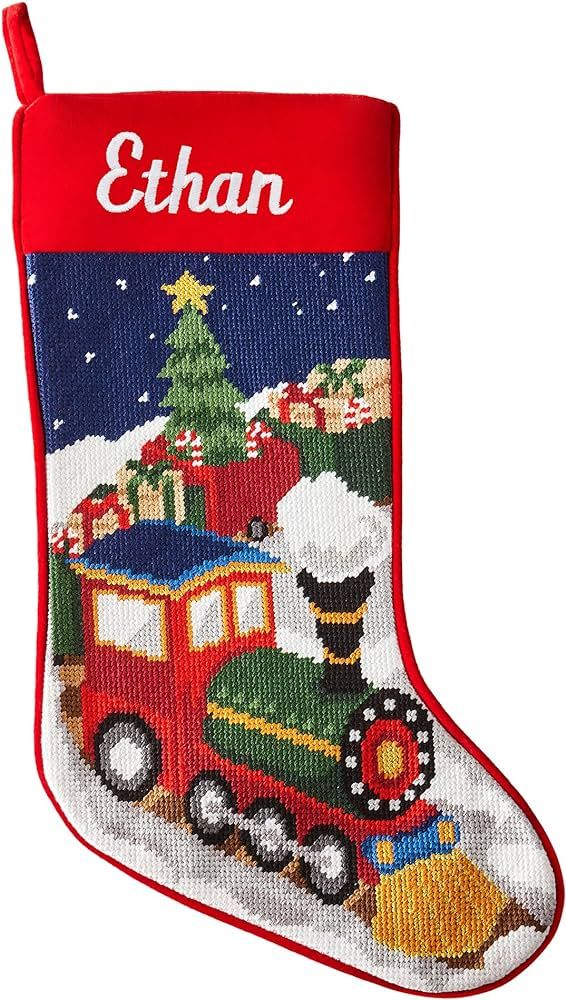 Amazon.com: Let's Make Memories Personalized Needlepoint Christmas Stocking - Embroidered Family ... | Amazon (US)