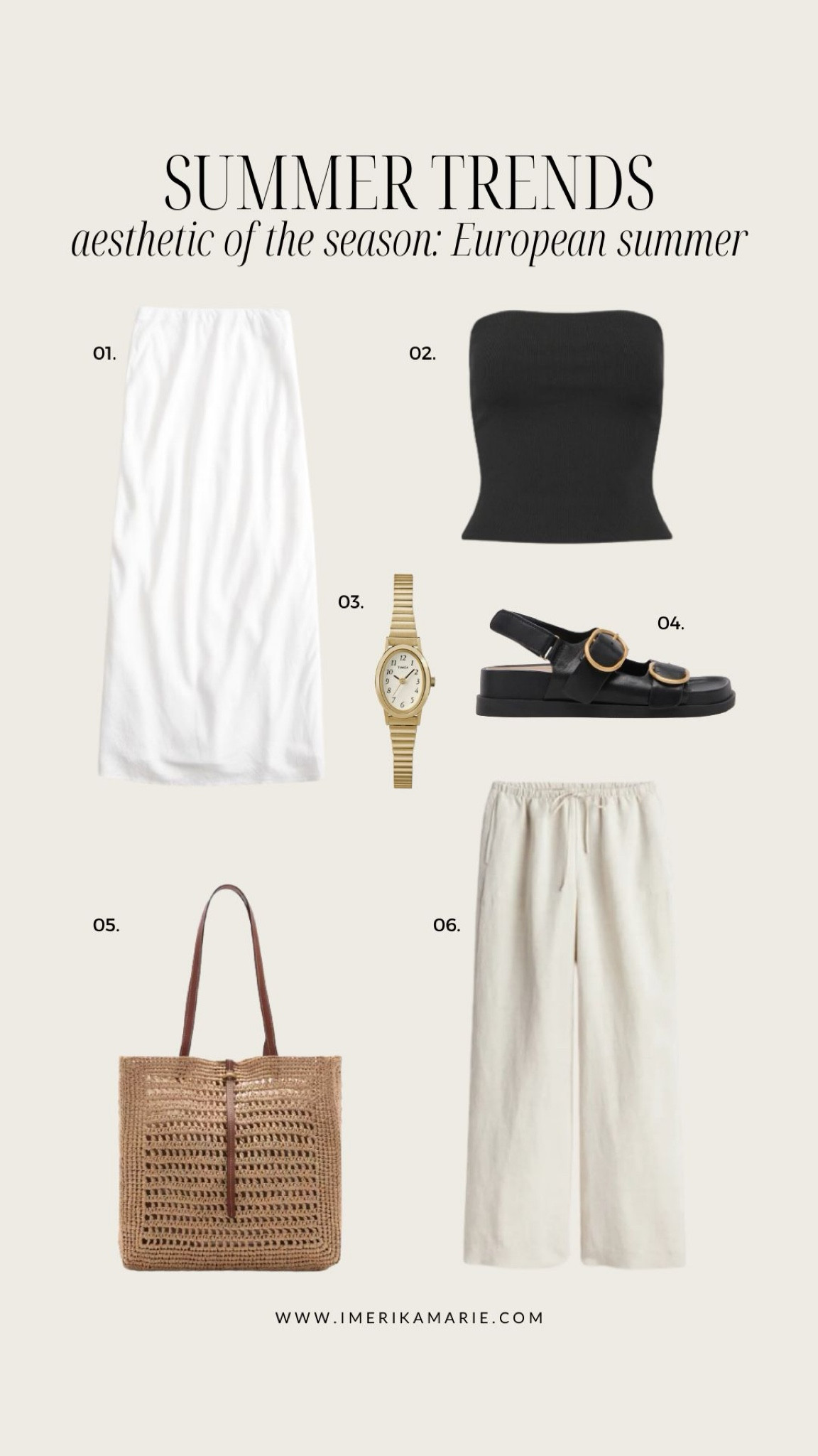 Summer fashion trends: European Summer

White maxi skirt, black tube top, dainty watch, small watch, chunky sandals, straw tote bag, linen pants, summer

#LTKStyleTip #LTKFindsUnder100 #LTKSeasonal
