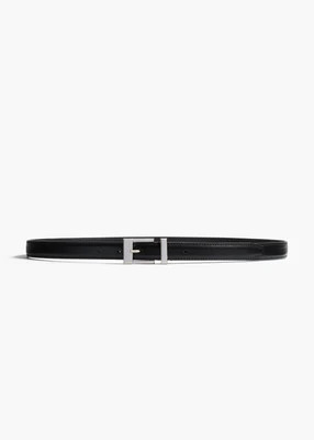 KHAITE - Manhattan Belt In Black Leather With Silver | Khaite