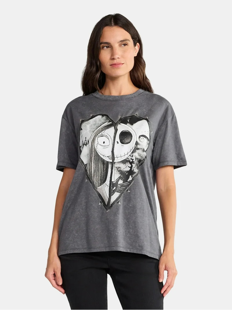 Nightmare Before Christmas Women's Halloween Graphic Tee, Sizes XXS-XXL | Walmart (US)