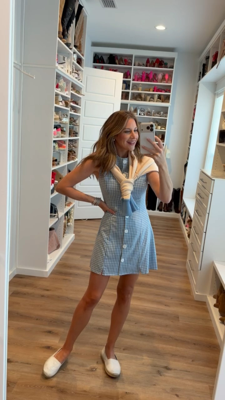 In a small dress, medium cardigan, espadrille flats and accessories- fits tts.

#LTKgrwm #LTKSeasonal #LTKootd