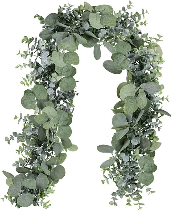 Amazon.com: Winlyn 5.9' Long Faux Eucalyptus Leaves Greenery Garland Artificial Silver Dollar Euc... | Amazon (US)