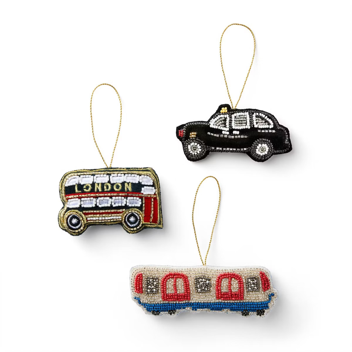 M&S 3ct Beaded Fabric Transportation Christmas Tree Ornament Set | Target