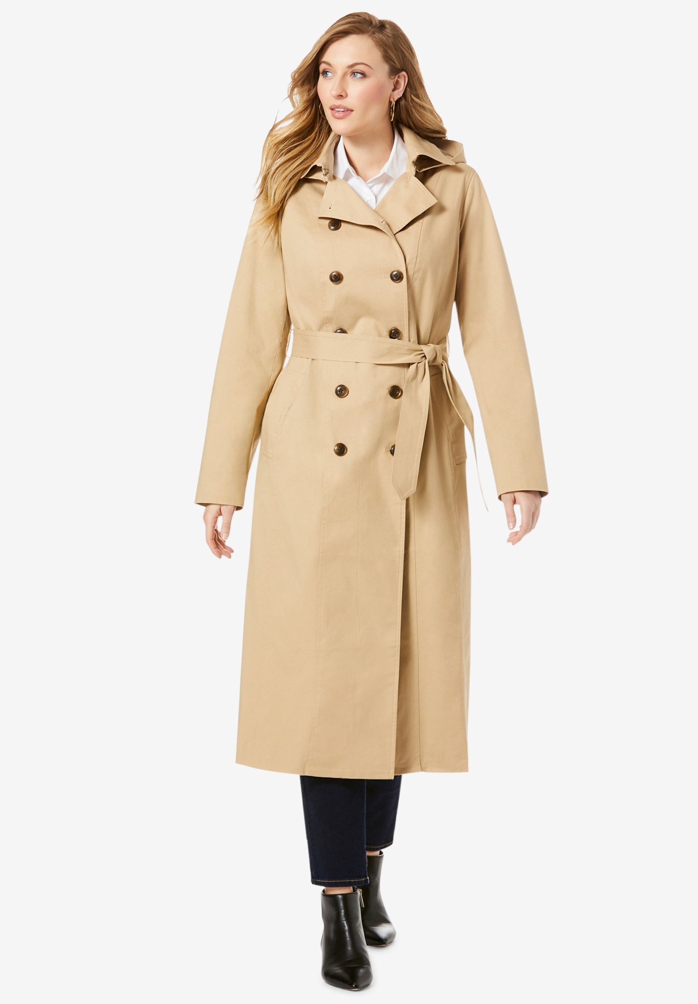 Double Breasted Long Trench Coat | Woman Within