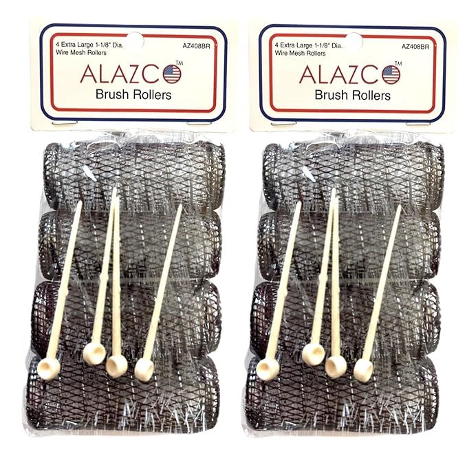 8 pc Vintage Style Hair Rollers XLarge BRUSH ROLLERS & 8 PINS (8 XL Rollers) | Amazon (US)