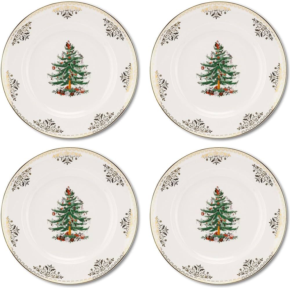 Spode Christmas Tree Gold Dinner Plate | set of 4 Dinner, Salad, Pasta, and Appetizer Plates 10 I... | Amazon (US)