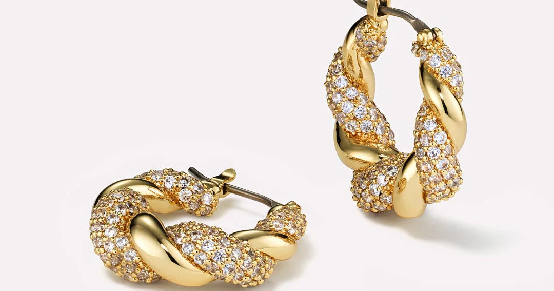 Twisted Hoop Earrings - Paris Pave | Ana Luisa