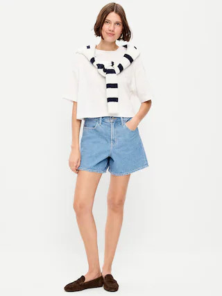 High-Waisted Wow Baggy Jean Shorts -- 5-inch inseam | Old Navy (US)