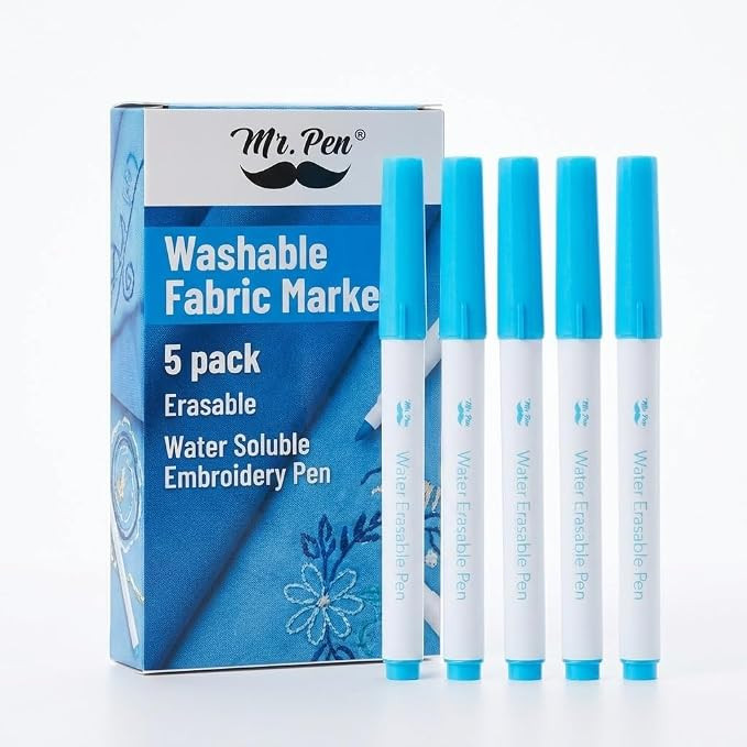 Mr. Pen- Washable Fabric Markers for Sewing, 5 Pack, Blue, Erasable, Water Soluble Embroidery Pen... | Amazon (US)
