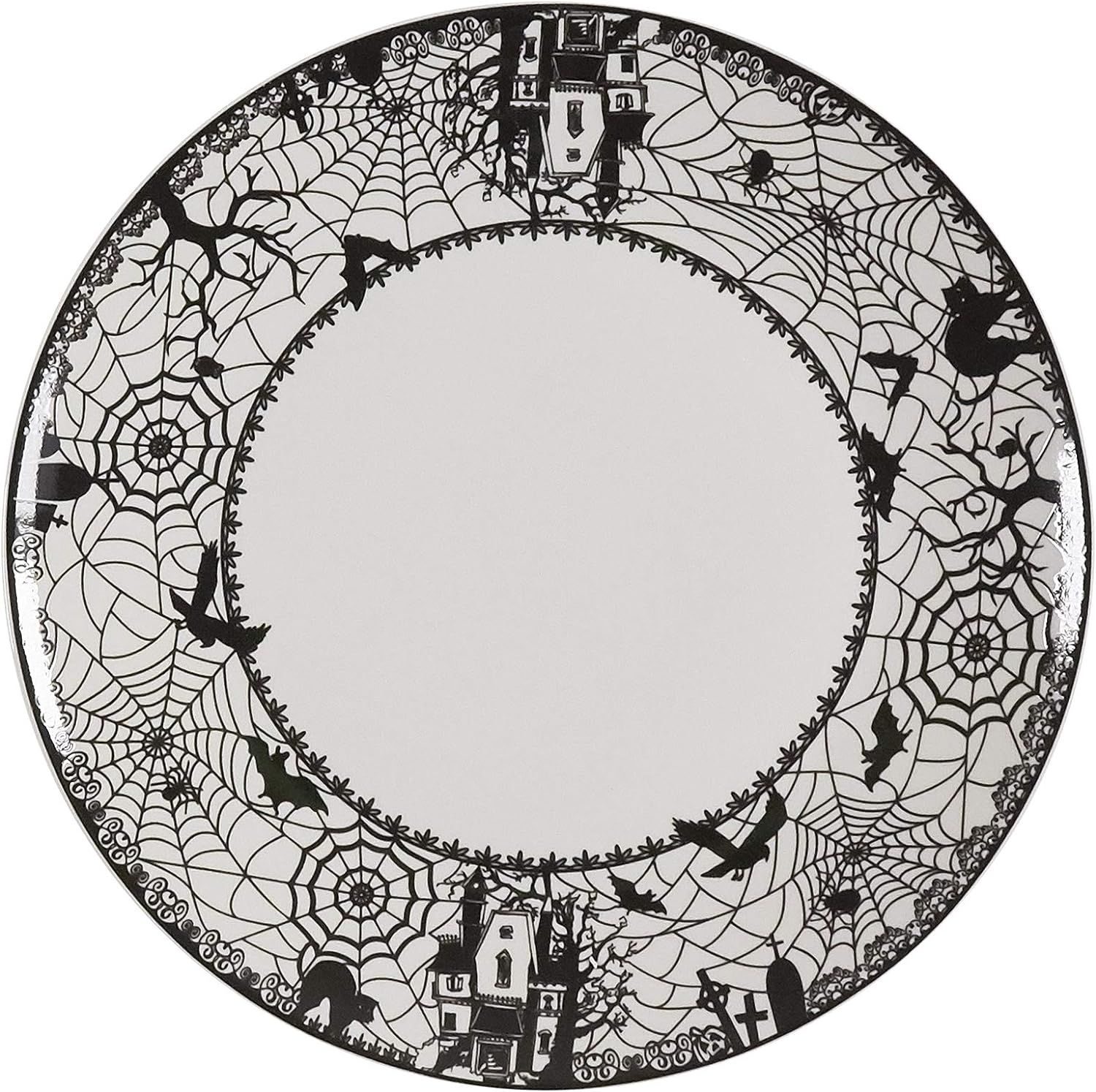 Set of 4 Porcelain Coupe Salad Plates by CIROA | 8" Spooky Lace Design Perfect for Halloween | Amazon (US)