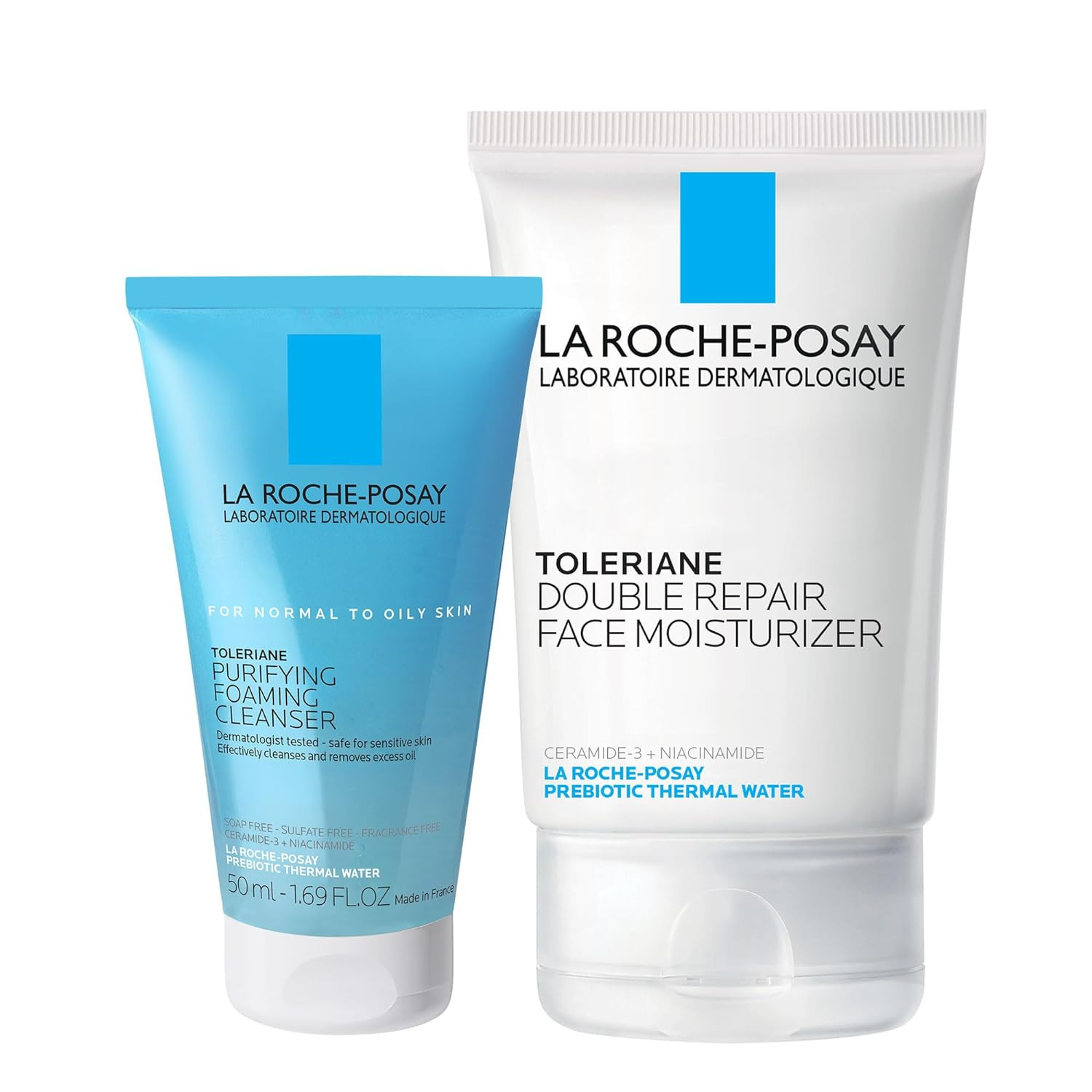 La Roche-Posay Toleraine Skin Care Set | Double Repair Face Moisturizer 100ml & Purifying Foaming Facial Cleanser 50ml | Oil Free Moisturizer & Face Wash For Oily Skin | Formulated with Niacinamide | Amazon (US)