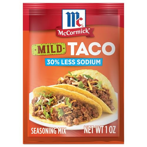 McCormick Taco Seasoning Mix, Mild, 30% Less Sodium, No MSG Added, No Artificial Flavors, For Tacos, Nachos, Fajitas and More, 1 oz | Amazon (US)
