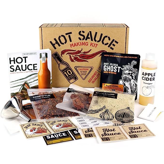 Amazon.com : Deluxe Hot Sauce Making Kit, Ghost Pepper Edition, Gourmet Spice Blend, 3 Bottles, F... | Amazon (US)