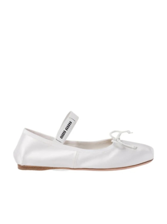 Miu Miu Bow-Detailed Slip-On Satin Ballerina Shoes | Senser US