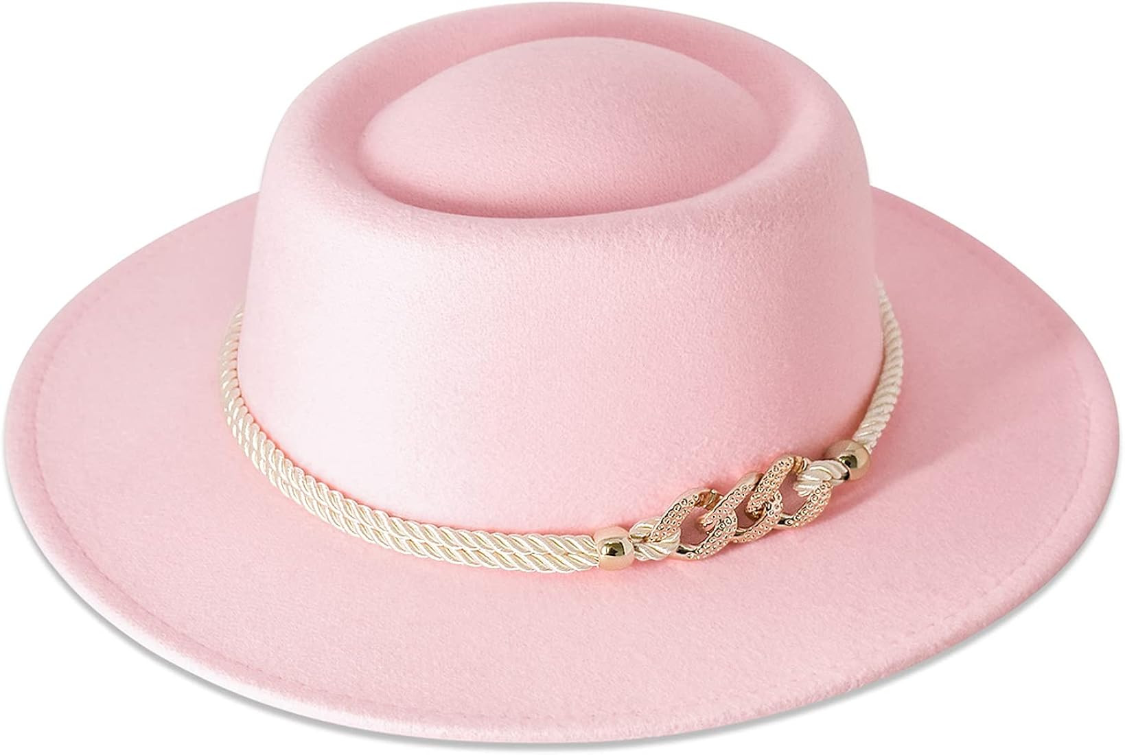 Lisianthus Women Wide Brim Fedora Hat with Belt Buckle Pork Pie Hat | Amazon (US)
