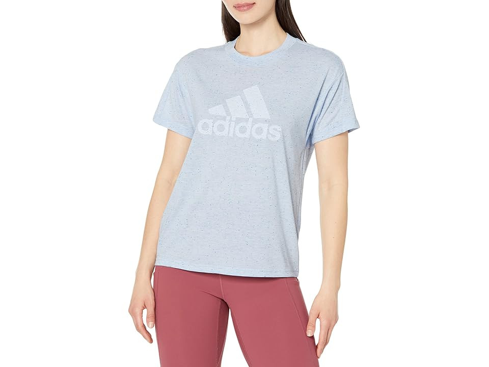 adidas Future Icons Winners 3.0 Tee (Blue Dawn Melange/White) Women's Clothing | Zappos