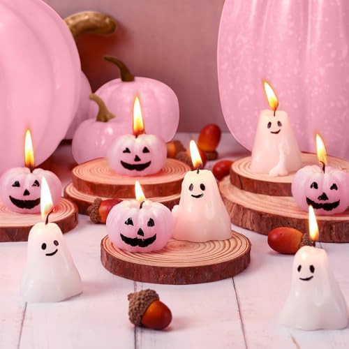 Nuanchu 12 Pcs Halloween Ghost Pumpkin Scented Candles - Thanksgiving & Fall Candles in White, Pink, Ghost | Amazon (US)