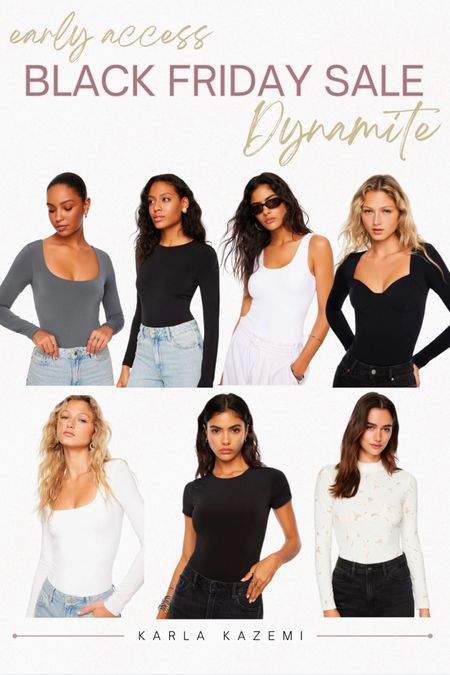 Early Access Black Friday Sale at Dynamite! Enjoy 30% off for all loyalty members beginning Tuesday November 21st and open to everyone November 22nd!🙌🙌🙌

Here are some of my fave picks for tops😍

These are my fave basics! These bodysuits are sculpting and so so flattering🙌💕

I love dynamite clothing! It fits nicely on my midsize body and is one of my fave places to shop for both basics and trendy pieces. The quality is really great and lasts✨

Dynamite goodies make for the perfect gift to yourself or the fashionista on your list 😘

#LTKmidsize #LTKCyberWeek #LTKsalealert